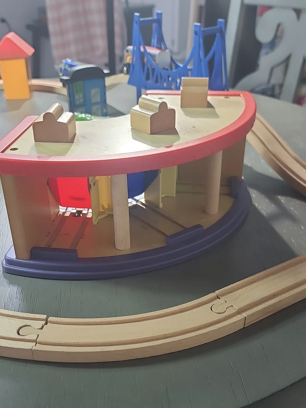 Kids Wooden Train Set - Blue & White Bullet Train Playset